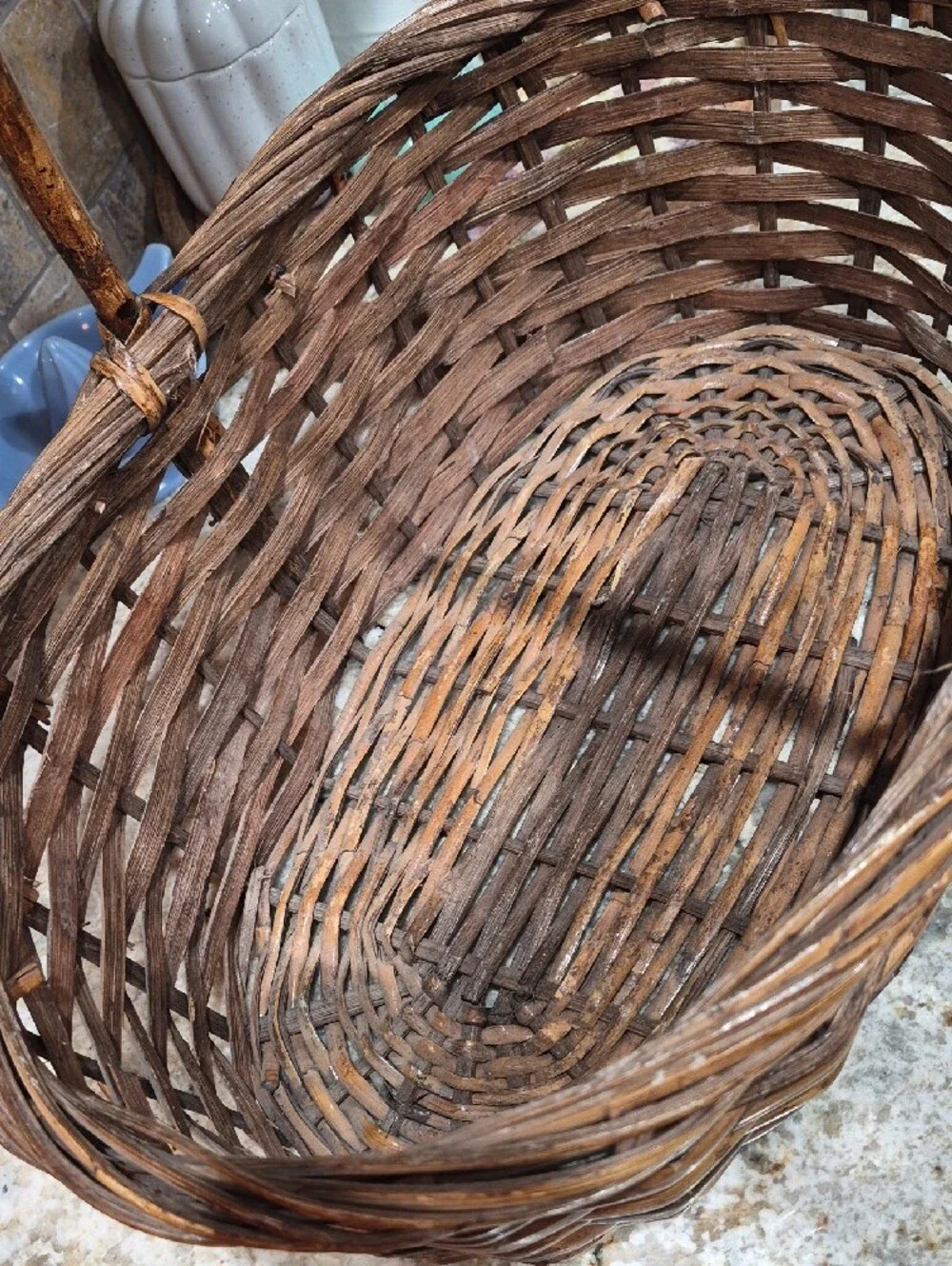 Rustic Woven Brown Willow Basket with Handle - Home Accents